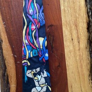 Robert Daskai hand painted 100% silk necktie abstract New Year’s Eve theme